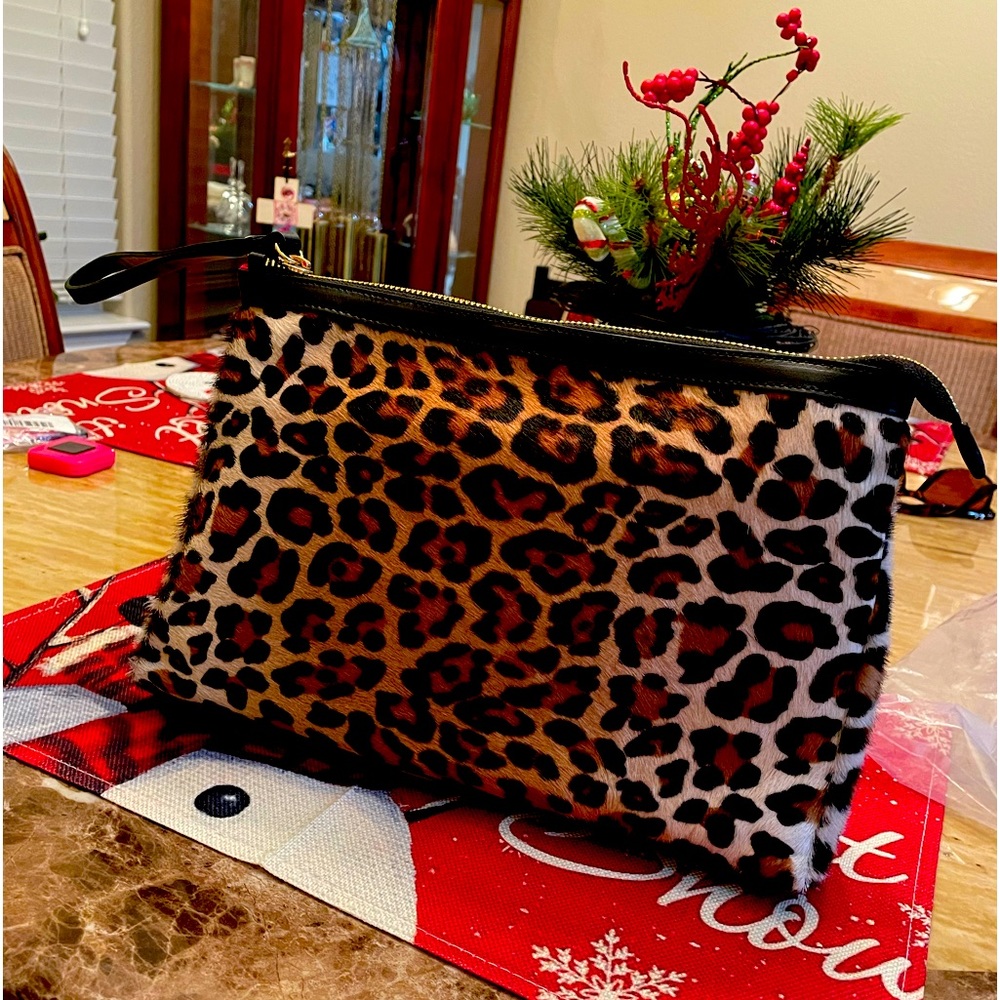 Calvacanti Black Leather and Calf Hair Clutch NWT